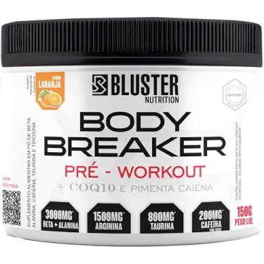Imagem de Bluster Nutrition, Pré-treino complementado com Beta-alanina, Arginina, Taurina, e Cafeína, Sabor laranja, Body Breaker, 150 gramas