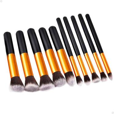 Imagem de Kit Completo 10 Pincéis Kabuki Profissionais para Maquiagem Lorben com