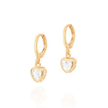 Imagem de Brinco argola com coração folheado BRANCO 527125 Rommanel, Branco