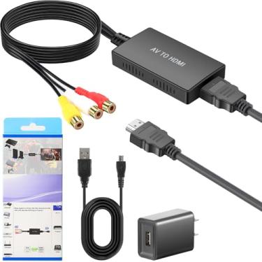 Imagem de PASOW Conversor RCA para HDMI para TV - Adaptador de áudio de vídeo AV para HDMI suporta 1080p PAL/NTSC compatível com leitores de DVD VCR/VHS/Xbox/PS3/STB/Wii/PC/Blue-Ray