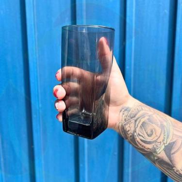 Imagem de Jogo de Copo Vidro Bali 320ml Quadrado Cinza Agua - 2Un - PRATICASA, B