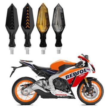 Imagem de KIT 4 Setas Sequenciais Led Universal Pisca Amarelo P43S Moto Honda CB