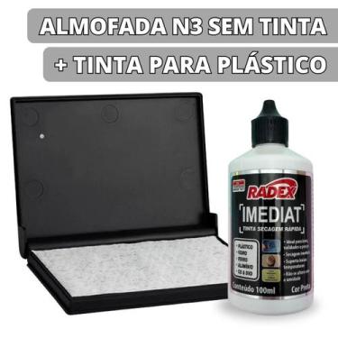 Imagem de Kit Almofada Para Carimbo Sem Tinta N3 + 1 Tinta Imediat Para Plástico