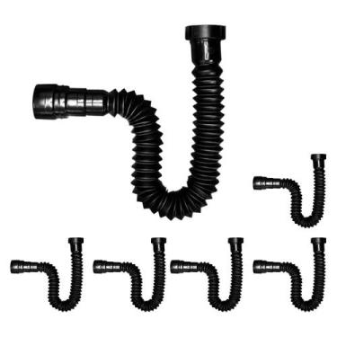 Imagem de Kit 6 Sifão Sanfonado Flex Preto Black Pia Banheiro Cozinha - Valeplas