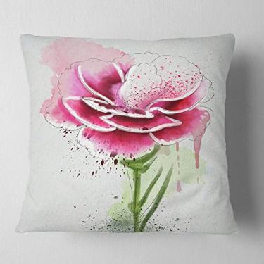 Imagem de Designart – Manta floral em aquarela desenhada à mão para sala de estar, sofá, almofada + capa de almofada impressa em ambos os lados 45,72 x 45,72 cm