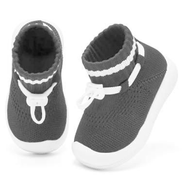 Imagem de Fahrerliebe Sapatos de meia para bebês meninos meninas sapatos antiderrapantes para primeira caminhada tênis leve infantil slip-on sola macia protege os dedos sapatos 6 12 18 24 meses, 1 preto, 2-2.5 Anos