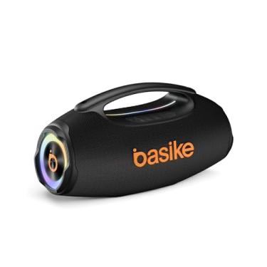 Imagem de Basike Caixa de Som Bluetooth Portátil 80W RMS (Pico 120W), TWS Estéreo, Modos EQ, Luzes RGB, IPX6 Resistente à Água, Bateria 8000mAh, para Home Theater, Festa e Uso Externo – Preto