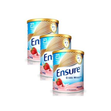 Imagem de Kit 3 Ensure Morango Suplemento Alimentar 400g