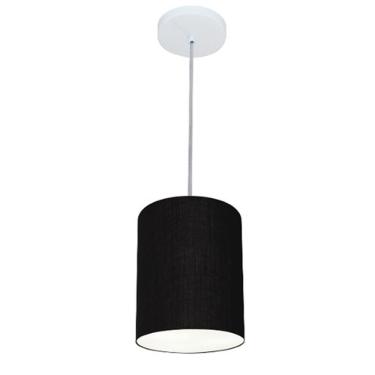 Imagem de Lustre Pendente Cilíndrico Md-4012 Cúpula Em Tecido 18x25cm Preto - Bivolt