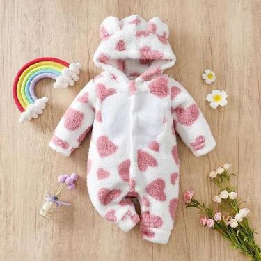 Imagem de Macacão De Manga Longa Para Bebês Meninos Com Estampa De Elefante E Gi