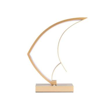 Imagem de Abajur de cabeceira Abajur de mesa Decoração cabeceira Led Pequeno criativa Mesa centro Sala estar Estudo Enfeites(Gold)