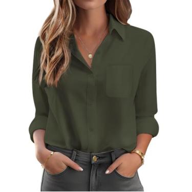 Imagem de Blusa feminina HOTOUCH com botões, branca, algodão, caimento solto