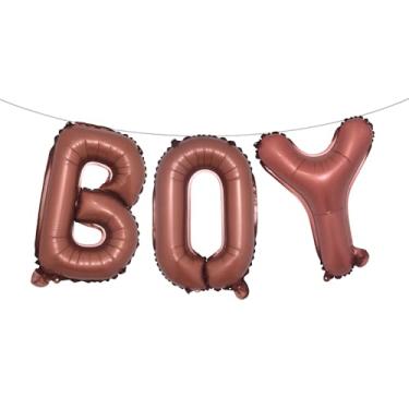 Imagem de Letras de balão de 40,6 cm para meninos ou meninas | Balões reveladores de gênero, decorações de revelação de gênero | Decorações de chá de bebê (chocolate para meninos)