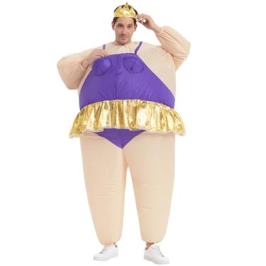 Imagem de JYZCOS Fantasia de bailarina inflável para adultos, divertida, fantasia de Halloween, Roxa, G