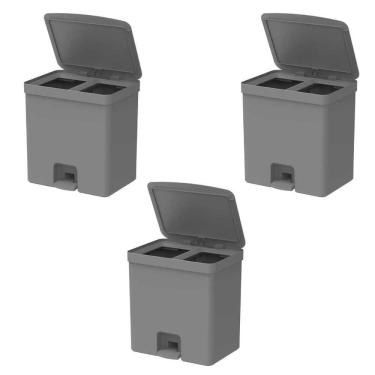 Imagem de 3X Lixeira Banheiro 20L Ou Duplo Compartimento Com Pedal