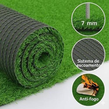 Imagem de Rolo Grama Sintética 7mm Tapete Artificial Jardim Verde 1m² - Colaí, 1