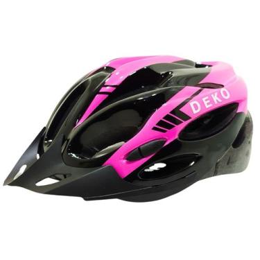 Imagem de Capacete Com Sinalizador Led Ciclismo Mtb Rosa Preto Deko, Rosa, G