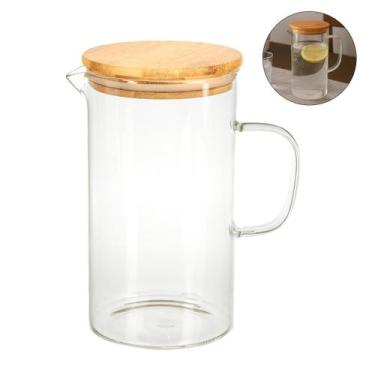 Imagem de Jarra De Vidro Borossilicato Tampa Bambu 1 Litro Suco Água - PGB