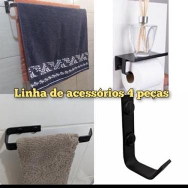 Imagem de Kit Acessórios Banheiro 4 peças IRON BLACK - ALFA NIL VARAL E FERRANGE