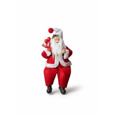 Imagem de Boneco Papai Noel Sentado Segurando Balões 30cm Decoração Natalina - F