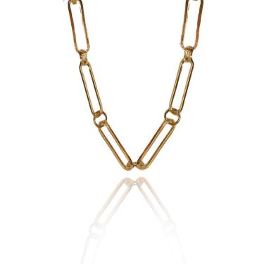 Imagem de Pulseira De Elos Intercalados Com Circulo Folheado Em Ouro