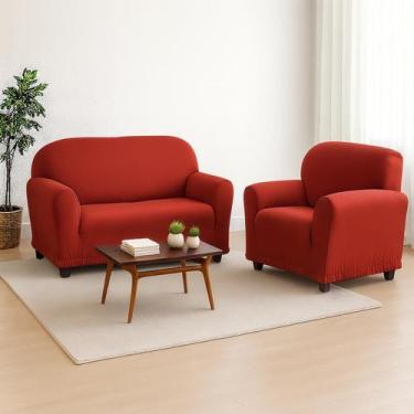 Imagem de Capa Sofá 2 e 3 Lugares Coladinha Malha Gel Grossa - Camaria, Vermelho