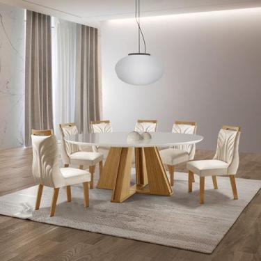 Imagem de Sala de Jantar 6 Cad c Vidro 1,35m - Rubi Veneza - LJ Móveis
