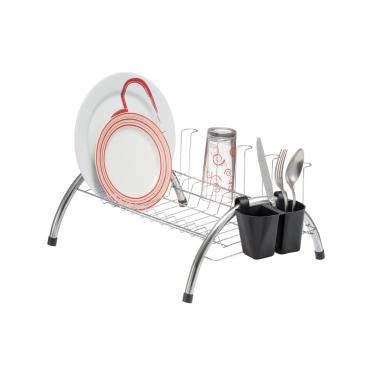 Imagem de Escorredor de Louça Cromado 12 Pratos 05 Copos Porta Talher Plástico Cozinha Secador