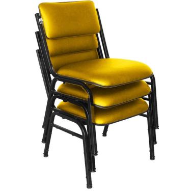 Imagem de Kit com 3 Cadeiras para Auditórios Linha Hotel Smart Amarelo