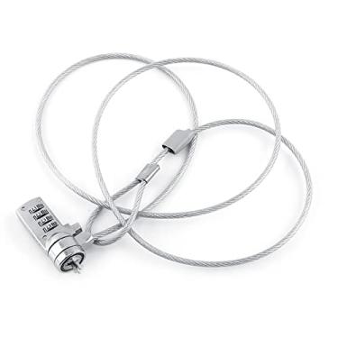 Imagem de Cryfokt Cabo de Bloqueio de Segurança Combinado para Laptop, Dissuasor de Roubo para Notebook, Bloqueio de Senha de 4 Dígitos para Resistência Superior, Operação Conveniente, Adequado para Todos Os