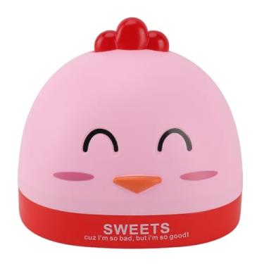 Imagem de Pilipane Caixa dispensadora de lenços de plástico com desenho animado em forma de galinha para organização de bancada, quarto de crianças, cozinha, sala de estar, quarto (rosado)