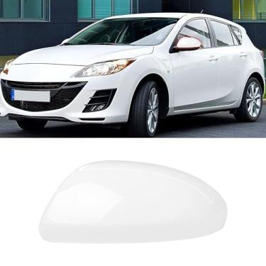 Imagem de OWITAT Compatível com Mazda 2 2011-2015/Mazda 3 2010-2013 Tampa do espelho do lado esquerdo do motorista, substituição da tampa do espelho retrovisor esquerdo para Mazda, branco