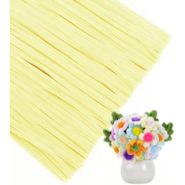 Imagem de IOOLEEM Limpadores de cachimbos, 200 peças, amarelo claro, materiais para artes e artesanato, ideias para atividades de projetos de arte.