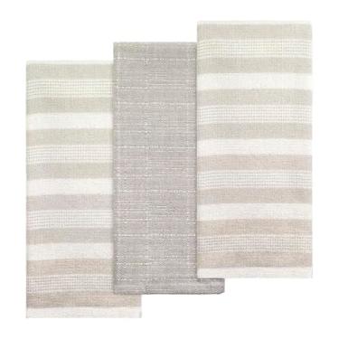 Imagem de Izod - Toalhas de cozinha, toalhas de algodão reciclado 100% macias e altamente absorventes, conjunto de roupa de cozinha de 3 peças (coleção Chester, linho)