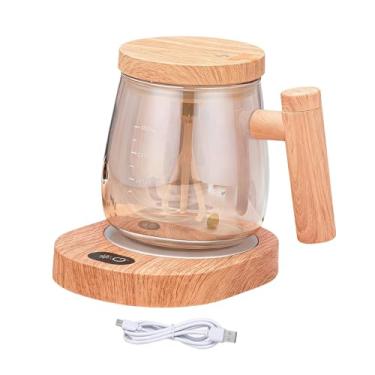 Imagem de predolo Aquecedor de canecas com agitação automática, almofada aquecedora para chocolate quente, caneca elétrica recarregável para mistura, copo com agitação, Champanhe