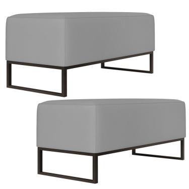 Imagem de Kit 02 Puffs Decorativo Para Sala de Estar Cléo W01 Base de Ferro 90 cm Suede Cinza - Lyam Decor