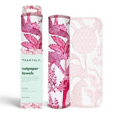 Imagem de Earthly Co. Toalhas de papel reutilizáveis - Pacote com 10 - Rolo de toalhas de papel de pano de algodão laváveis - Guardanapos reutilizáveis sem papel Lavável - Absorvente + Longa Duração - Zero