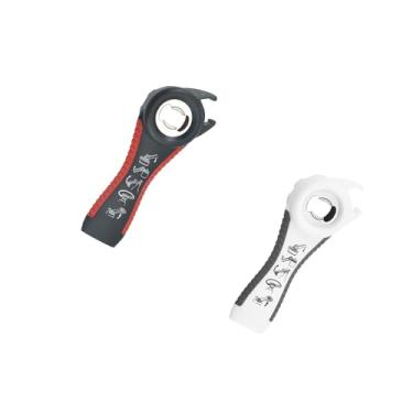 Imagem de PLAYTHROUGH Abridor de garrafas multifuncional pacote com 2, abridor de frascos 5 em 1, abre facilmente a tampa giratória, tampa de garrafa, tampa de conserva e aba de lata (preto, vermelho, branco e