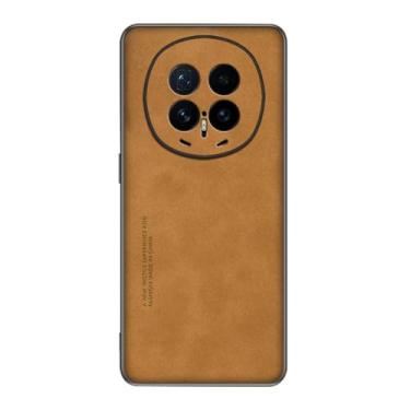 Imagem de POYUFRG Capa fina para Honor Magic 8 Pro/Magic 8, capa de telefone de couro leve retrô de luxo com capa de proteção de lente com tudo incluído, marrom, 8 Pro