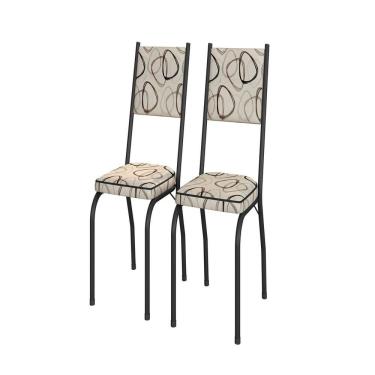 Imagem de Kit Com Duas Cadeiras De Cozinha 90cm X 43cm X 34cm Preto-madeira Cedro