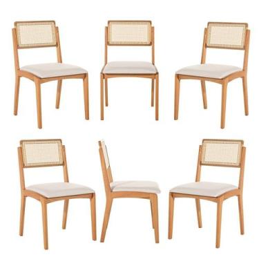 Imagem de Kit 6 Cadeiras com Encosto Tela Assento Estofado Verona - Casa e Jardi