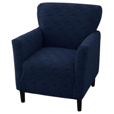 Imagem de WTHAVEN Capa de poltrona elástica moderna para banquete, 1 peça de capa para cadeira, com braços, macia, para sala de estar, poltrona, protetor de móveis, escritório, recepção, leitura, sofá (azul