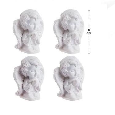 Imagem de Kit 4 Anjo de Resina Branco 4,5cm Branco - C3B Comrcio