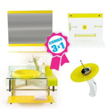 Imagem de Combo 3 em 1 - Gabinete 70cm Turquia + Torneira Ibiza + Kit Banheiro J