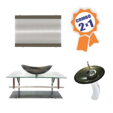 Imagem de Combo 2 em 1 - Gabinete 90cm Romênia + Torneira Ibiza - EKASA, Ouro En