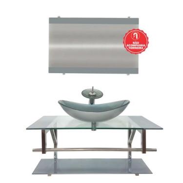 Imagem de Gabinete de Vidro 90cm para Banheiro Romênia - EKASA, Prata