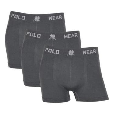 Imagem de Kit 3 Cueca Boxer Polo Wear Masculina Confortável Microfibra, Cinza, P