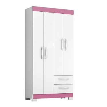 Imagem de Guarda-roupa Solteiro Nt 6010 - Branco / Rosa - Notável