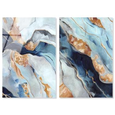 Imagem de Blush Pink Whimsy Conjunto de 2 painéis impressão acrílica azul arte de parede por Art Remedy, pronto para pendurar, 25 x 38 cm