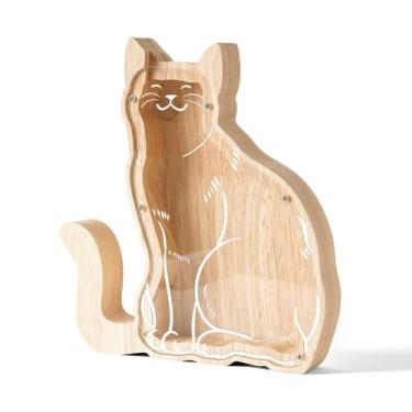 Imagem de Cofrinho de madeira para crianças, cofrinho para crianças, cofrinho elegante, inquebrável, faça você mesmo, caixa de dinheiro segura para crianças, com adesivos, presentes de batismo de aniversário